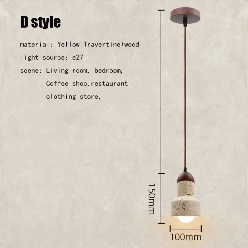 Afralia™ Elegant Wabi Sabi Travertine Pendant Lamp for Dining Desk & Kitchen Island