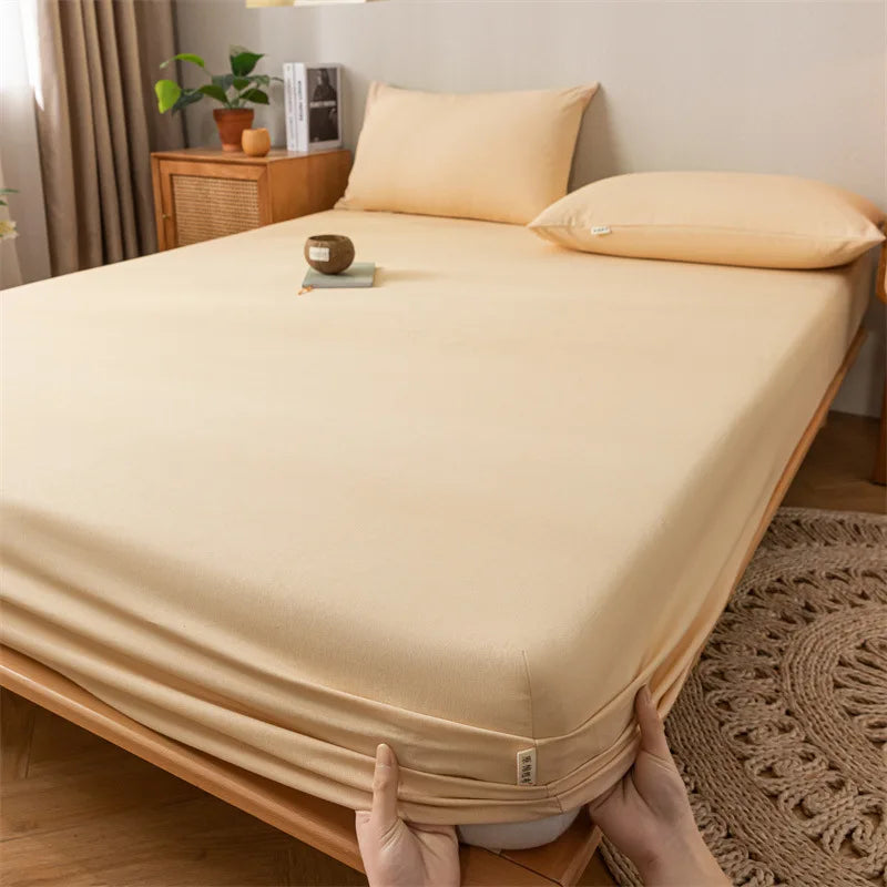 Afralia™ Coarse Cloth Prue Cotton Queen Fitted Sheet Set with Pillowcases