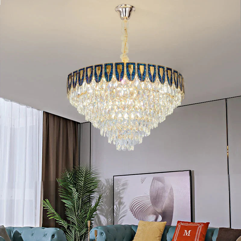 Afralia™ Crystal Chandelier LED Light Modern Luxury Designer for Main Living Room & Hotel