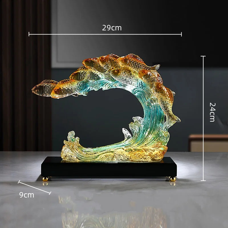 Afralia™ Gradient Goldfish Resin Sculpture - Home Decoration