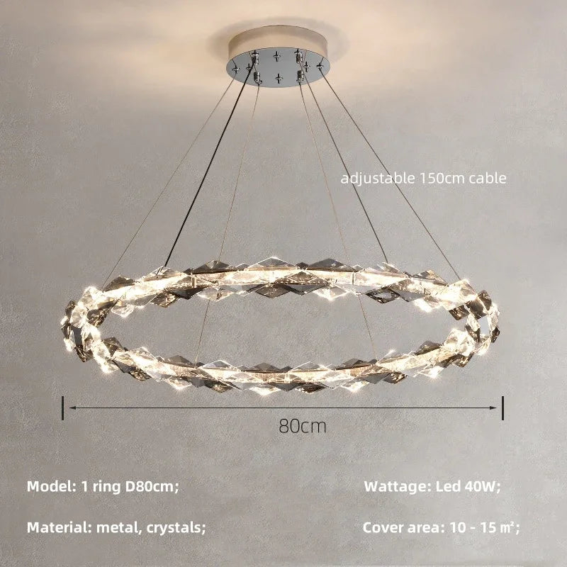 Afralia™ Crystal Chandelier Pendant Light - Dimmable Modern Luxury LED Chrome Luminaria