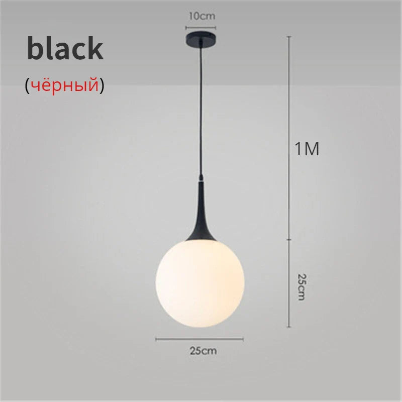 Afralia™ Nordic Glass Ball Pendant Lights LED Chandelier for Living Room & Restaurant