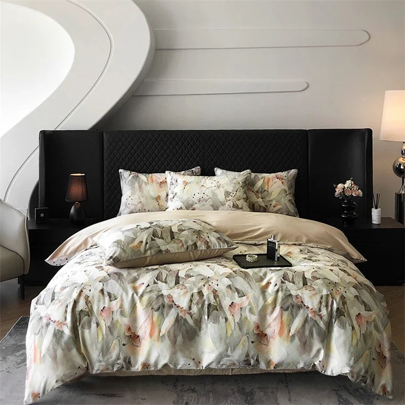 Afralia™ Colorful Egyptian Cotton Bedding Set for King Queen Europe Bed Linens