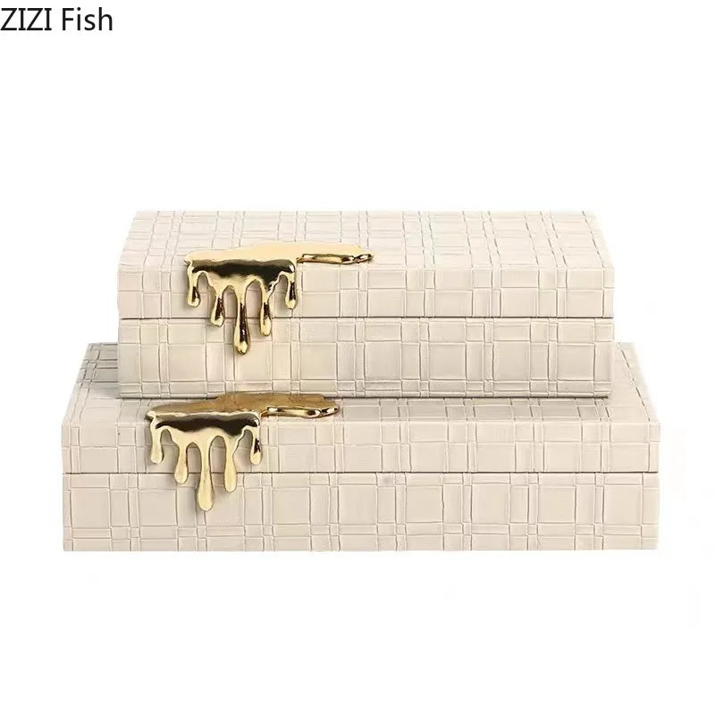 Afralia™ Gold-plated Woven Leather Jewelry Box: Exquisite Storage Jar for Dresser and Desk