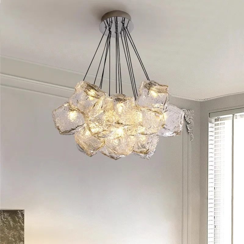 Afralia™ Iced Crystal Chandeliers: Nordic Milan LED Hanging Lights for Living Room