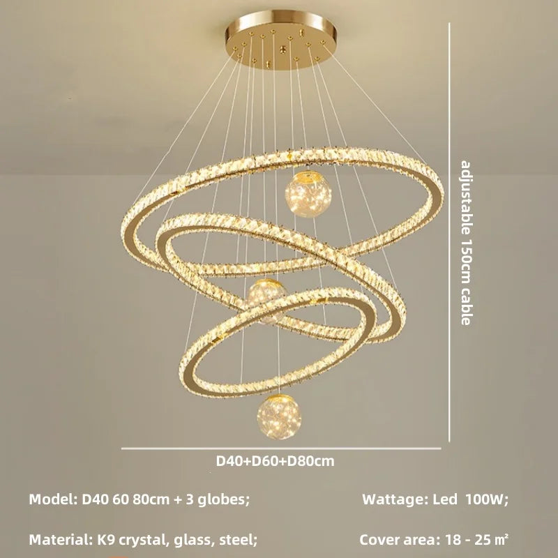 Afralia™ Modern LED Pendant Lights Chandelier for Foyer, Villa, and Stairs