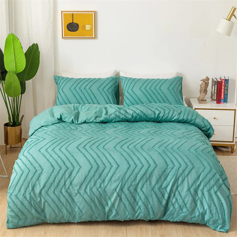 Afralia™ Soft Solid Color Double Duvet Cover Set King Queen Size Blanket & Pillowcases