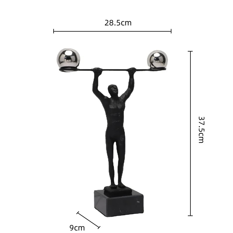 Afralia™ Weightlifter Metal Sculpture: Sporty Portrait Figurine, Home Decoration Accessory