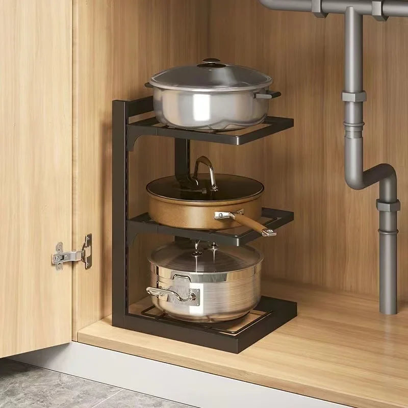 Afralia™ Multi-layer Kitchen Sink Shelf Pot Rack and Organizer for Frying Pan & Rice Cooker