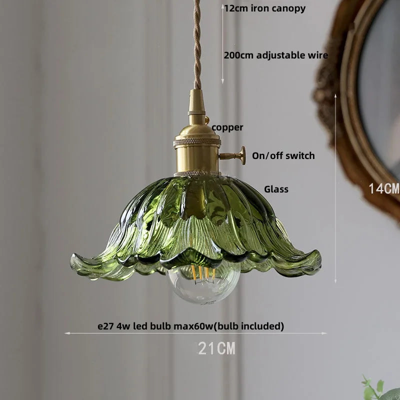 Afralia™ Pink Flower Glass LED Pendant Light Fixture - Modern Nordic Hanging Lamp