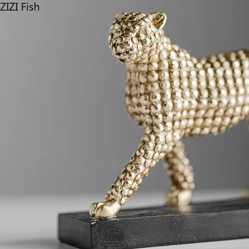 Afralia™ Resin Leopard Cheetah Sculpture - Decorative Imitation Animal Figurine