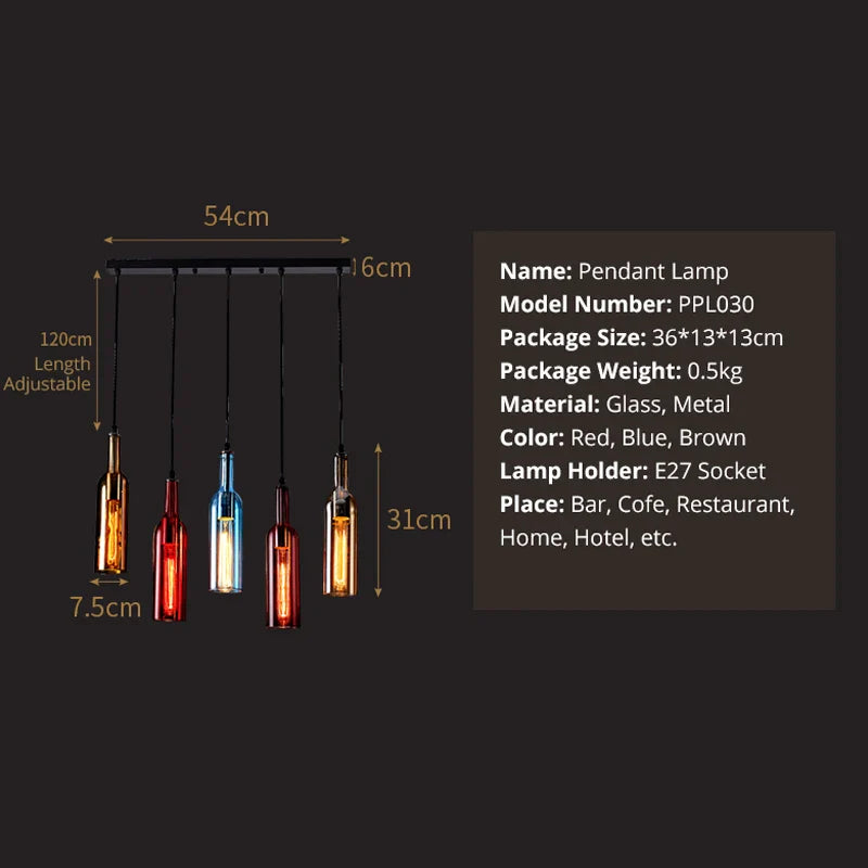 Afralia™ Nordic Wine Bottle Pendant Light LED Chandelier for Home Decor