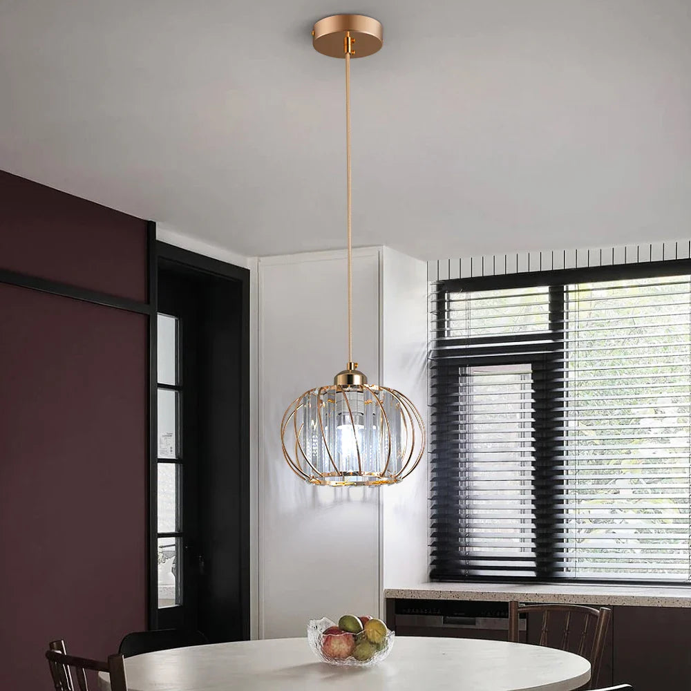 Afralia™ Crystal Chandelier Lantern Pendant Light Fixture for Modern Home Décor