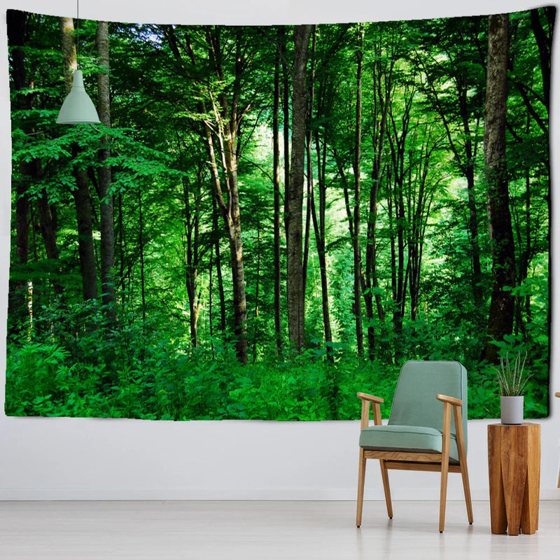 Afralia™ Tropical Forest Tapestry Wall Hanging - Boho Style Nature Scenery Home Decor