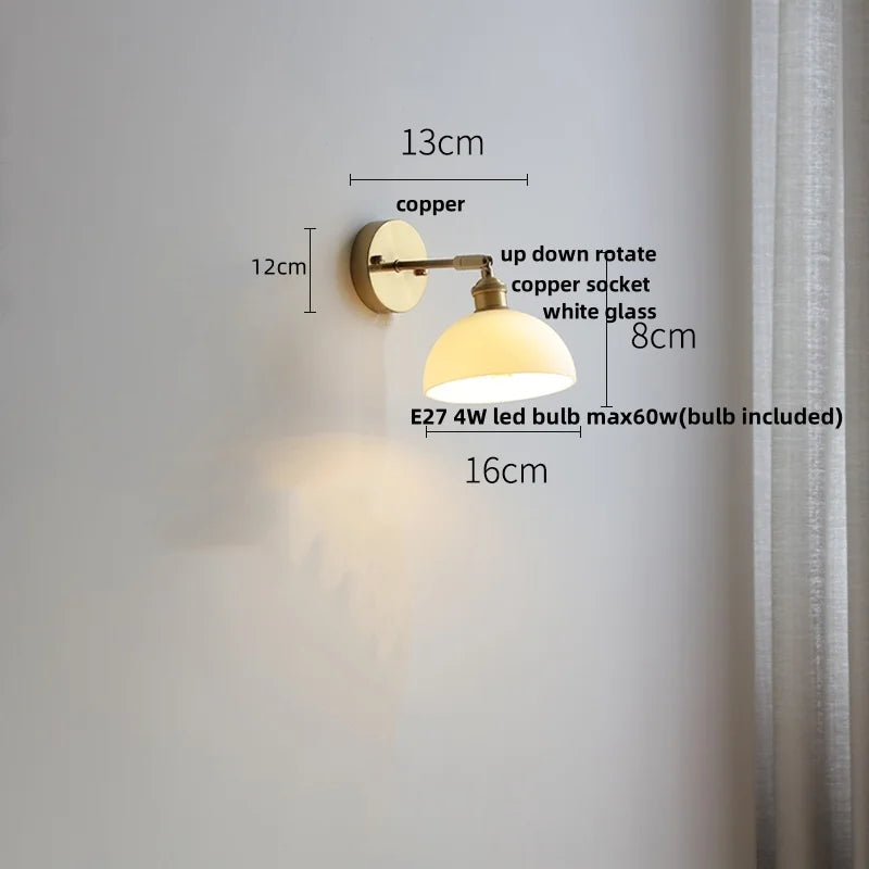 Afralia™ Glass LED Wall Sconce Pull Chain Switch Modern White Stair Light