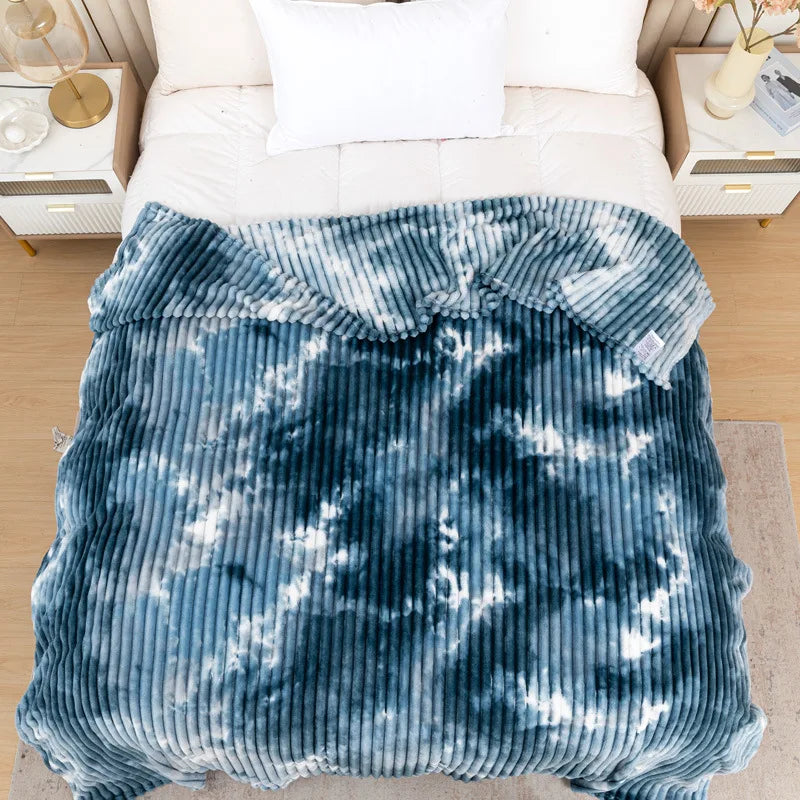 Afralia™ Striped Faux Rabbit Plush Multi Functional Blanket for All Seasons