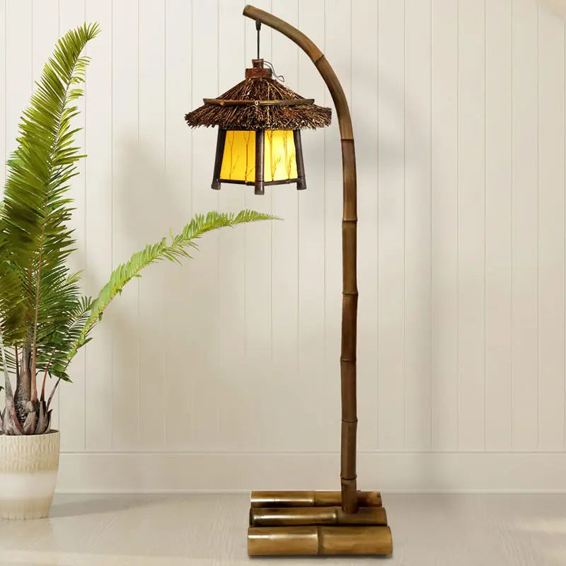 Afralia™ Bamboo Weave Floor Lamp | Retro Design for Zen Living Room & Study
