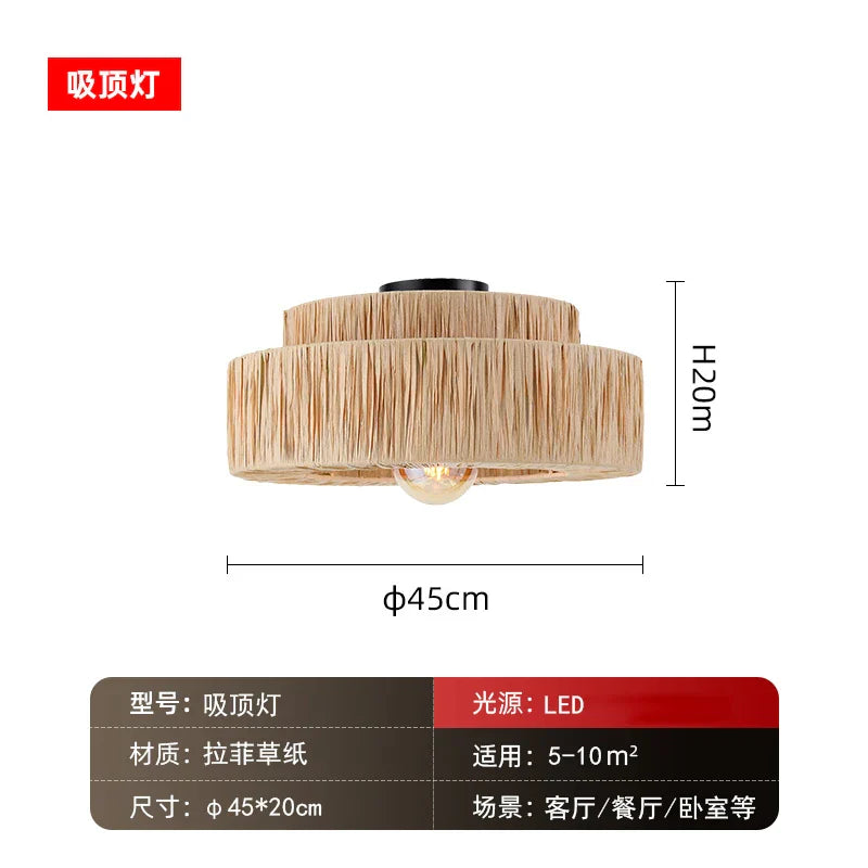 Afralia™ Wabi-sabi Rattan Weave Pendant Light for Home and Restaurant