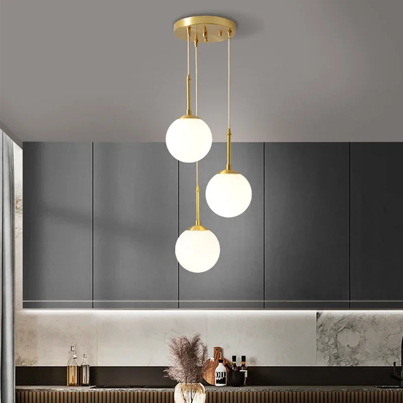 Afralia™ LED Glass Ball Chandelier: Modern Nordic Lights for Dining Room, Restaurant, Bar