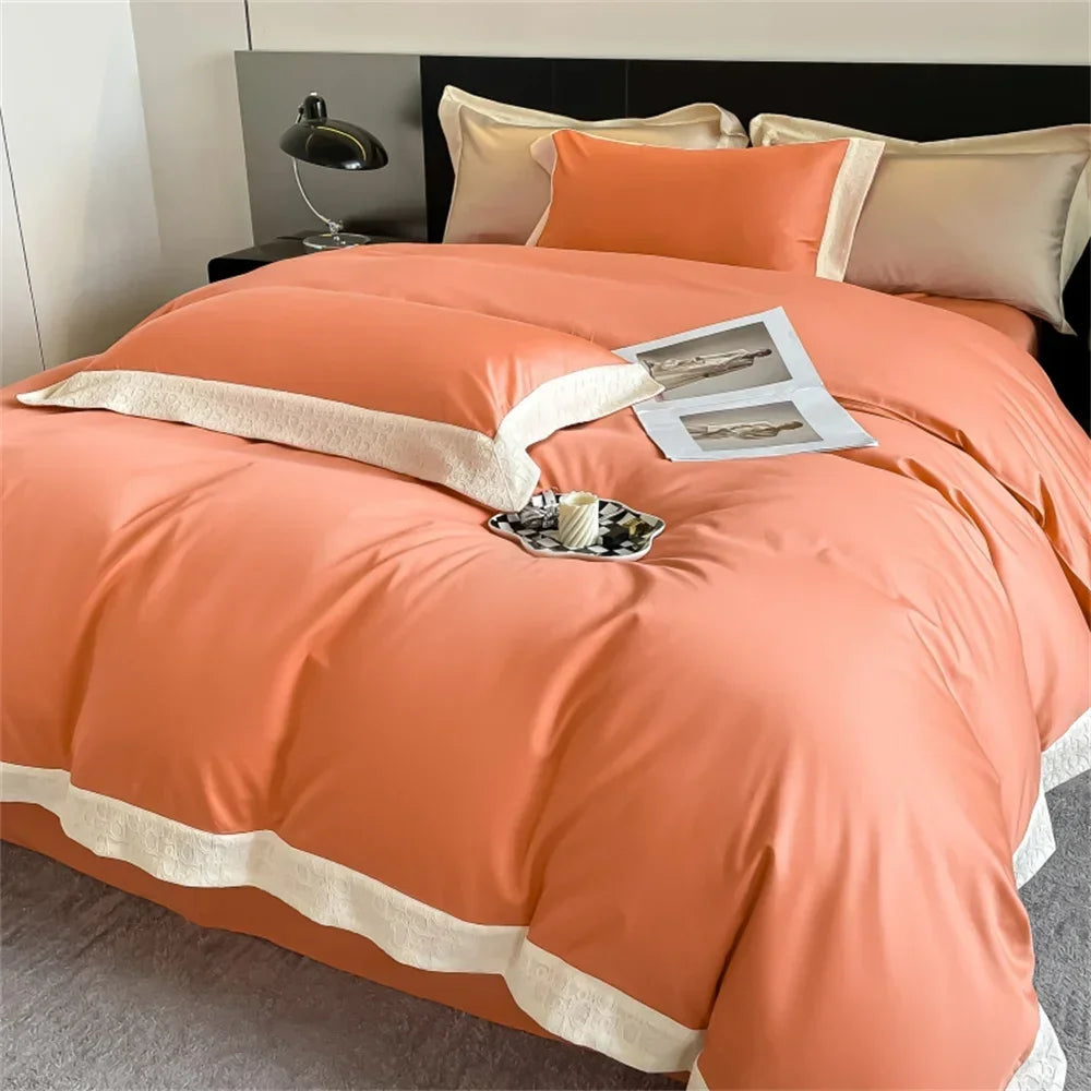 Afralia™ Luxury Egyptian Cotton Bedding Set - Queen King Size Sheets Duvet Cover Pillowcases