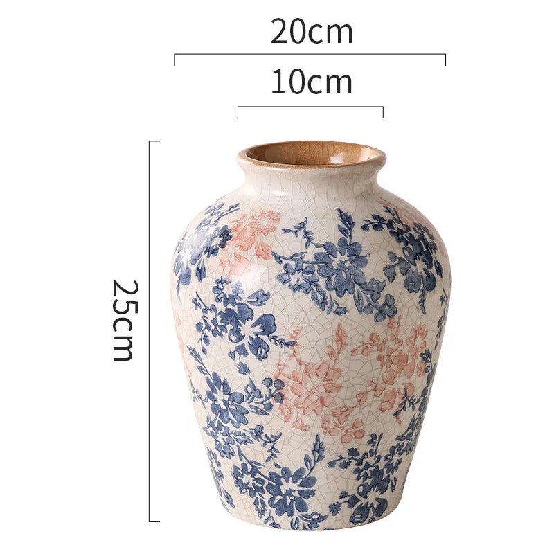 Afralia™ Blue & White Ceramic Vase, Chinese-style Handcrafted Flower Vase - Home Decoration