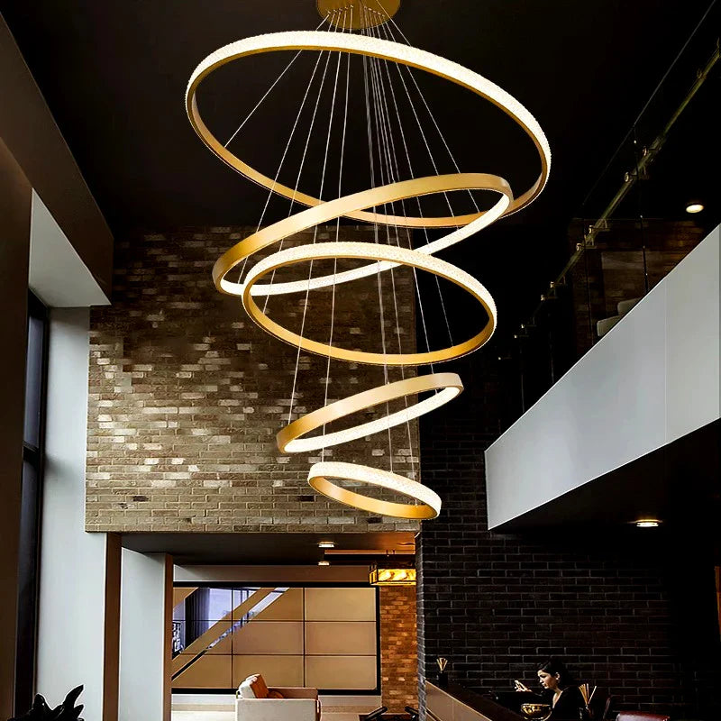 Afralia™ Crystal Chandelier Stair Pendant Lamp Living Room Pendant Lights Interior Lighting