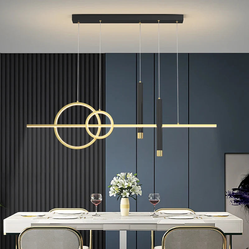 Afralia™ Modern LED Chandelier Dimmable for Dining Room Kitchen Bar Pendant Lighting