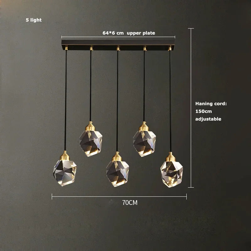 Afralia™ Modern Gold Black Crystal Chandelier LED Light