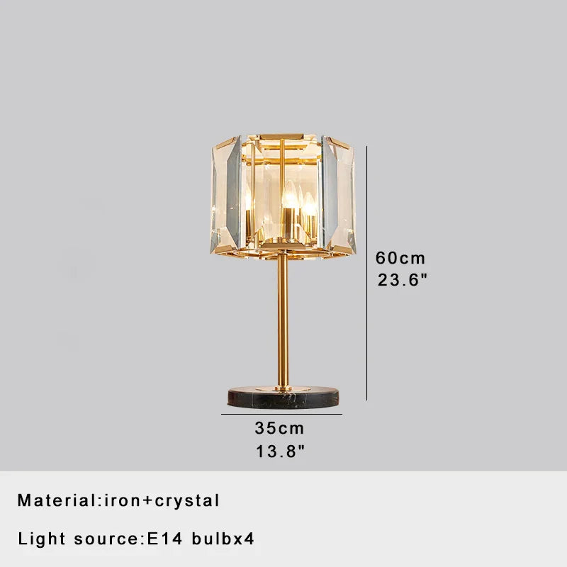 Afralia™ Luxury Crystal Glass Table Lamp Gold Finish 2700K Desk Light with E14 Bulb