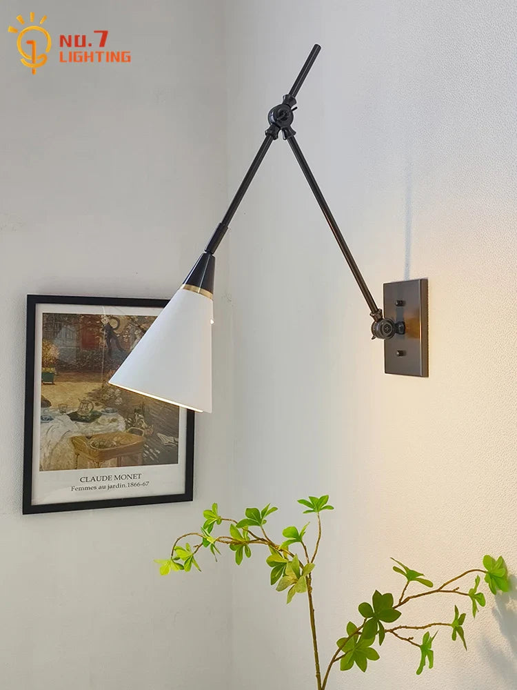 Afralia™ Brass Black Swing Arm Wall Lamp LED E14 for Kitchen Study Bedroom