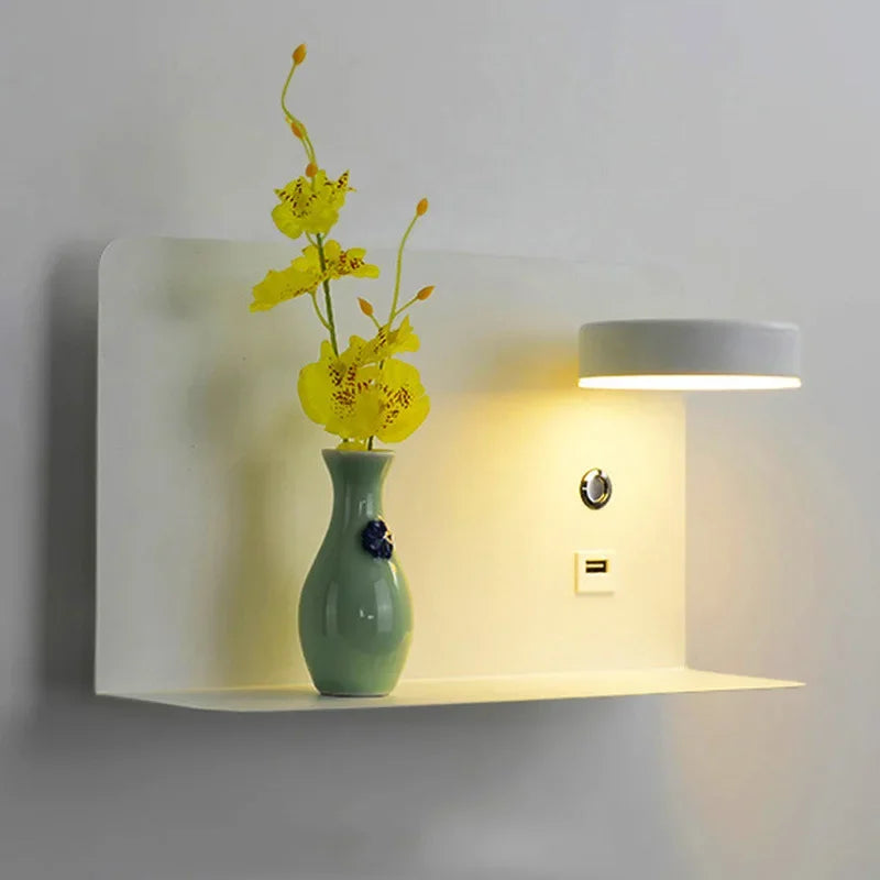 Afralia™ LED Shelf Wall Lamp with USB Charging Port & Switch
