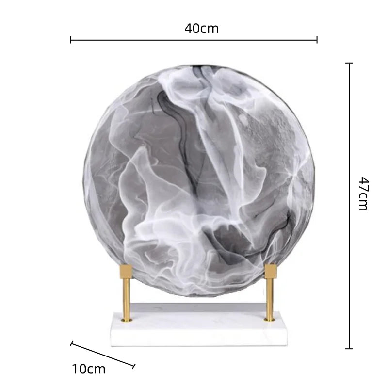 Afralia™ Geometric Disk Marble Clear Glass Cake Craft Home Decor Figurines