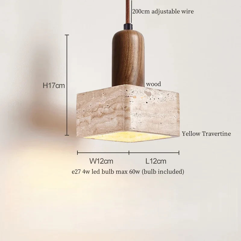 Afralia™ Yellow Travertine LED Pendant Lamp for Nordic Modern Home Décor