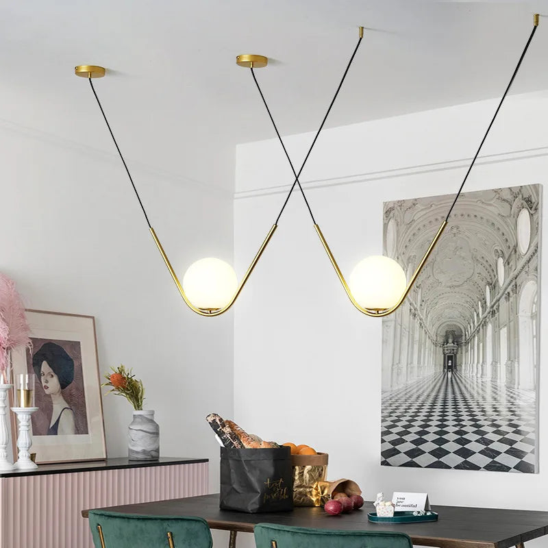 Afralia™ Perle Trio Pendant Lamp: Golden Black Metal Linear Dining Light