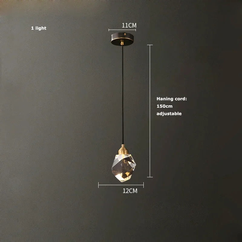 Afralia™ Modern Gold Black Crystal Chandelier LED Light