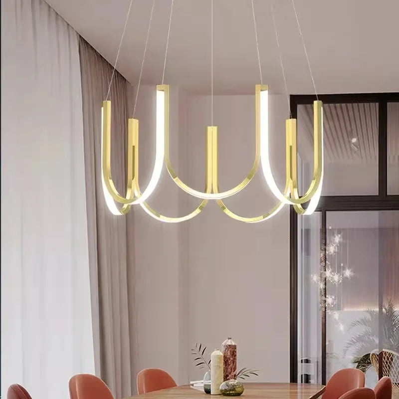 Afralia™ U-Shape LED Pendant Chandelier for Modern Minimalist Luxury Home Decor