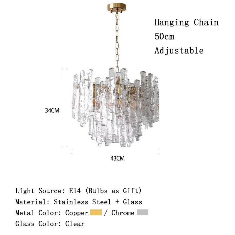 Afralia™ Icicle Glass Ceiling Pendant Light - Dimmable Dining Room Chandelier