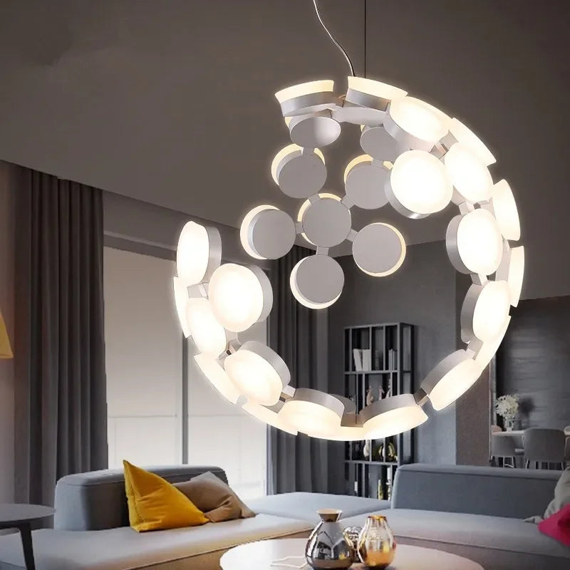 Afralia™ Nordic Sphere Moon Pendant Chandelier for Modern Decor & LED Lighting