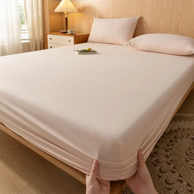 Afralia™ Cotton Fitted Sheet with Elastic Bands for Single Double King Queen Bed