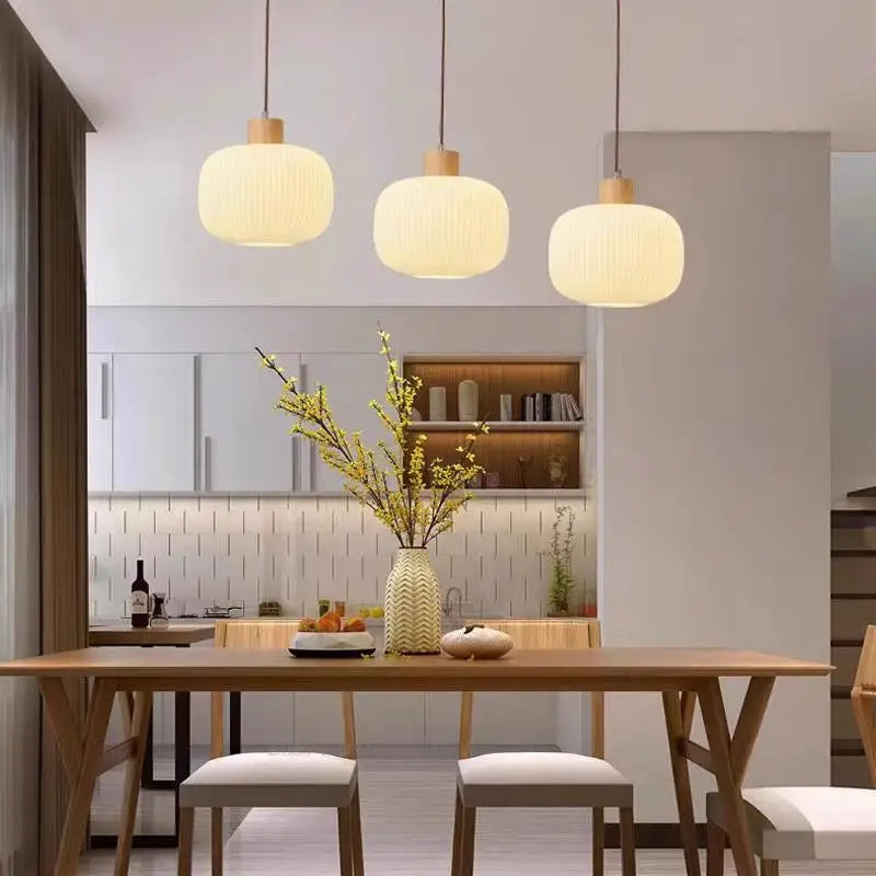 Afralia™ White Glass LED Pendant Lights for Dining Living Bedroom Home Decor