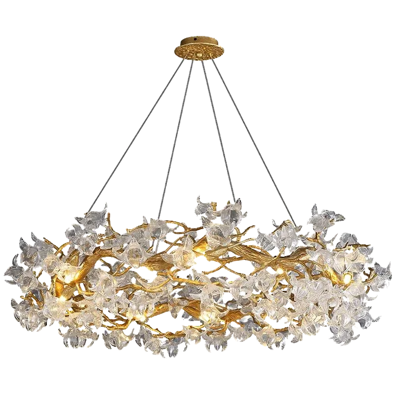 Afralia™ Kapok Flower Glass Crystal Chandelier for Living Room Dining Bedroom