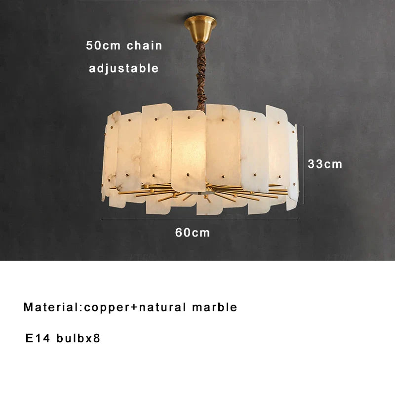 Afralia™ Marble Brass Chandelier Dimmable Stone Hanglamp Gold Lustres Lighting