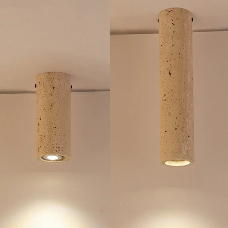 Afralia™ Yellow Travertine Ceiling Lamp - Modern Minimalist Cylindrical B&B Retro Lighting