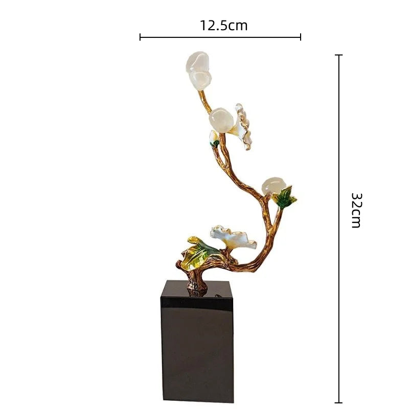 Afralia™ Golden Tree Plum Blossom Crystal Handicraft Décor for Home Settings