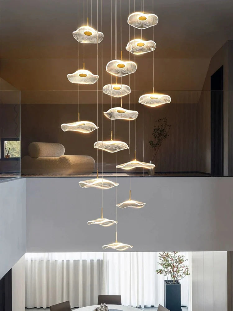 Afralia™ LED Circular Living Room Chandelier: Modern Loft & Staircase Ceiling Lamp