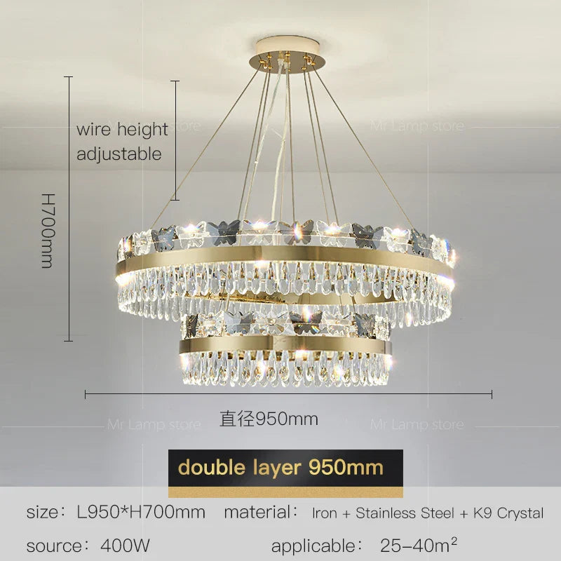 Afralia™ Crystal Butterfly Living Room Lamp: Luxury Postmodern Dining Room Lighting