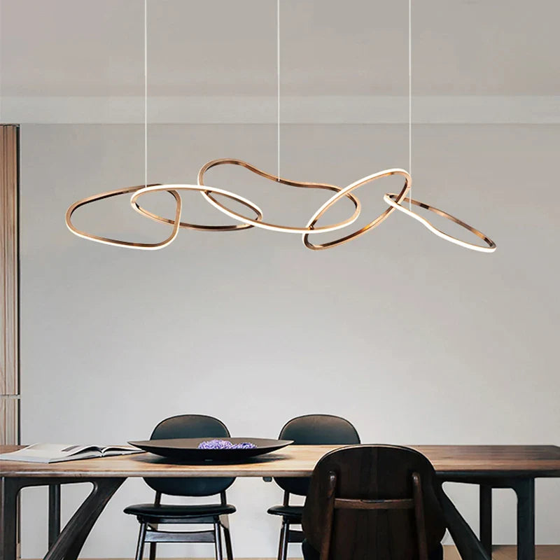 Afralia™ Oval LED Ceiling Chandelier for Bedroom Living Room Dining, Nordic Minimalist Design