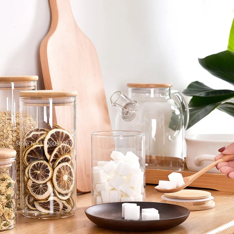 Afralia™ Bamboo-Covered Glass Storage Jars: Airtight Solution for Kitchen Organizing