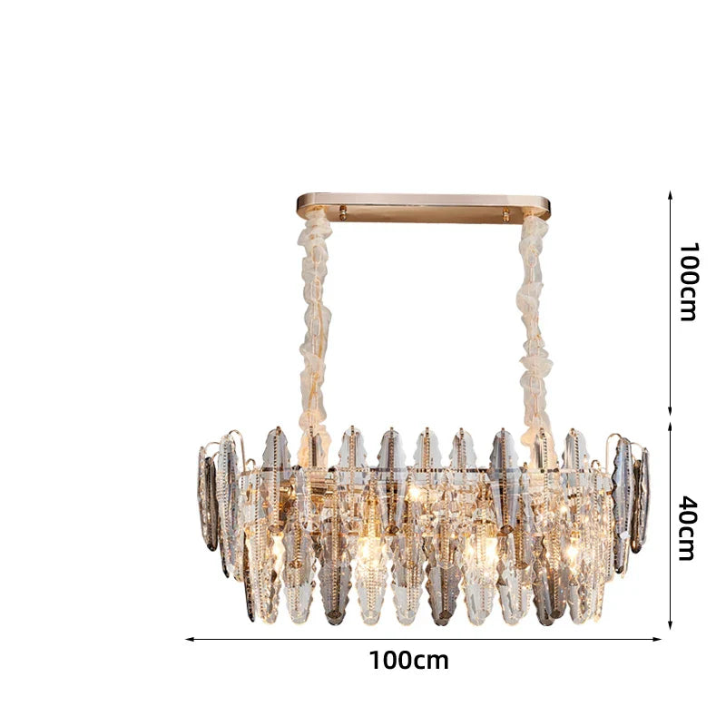 Afralia™ Gold Crystal LED Chandelier Lighting for Dinning Table
