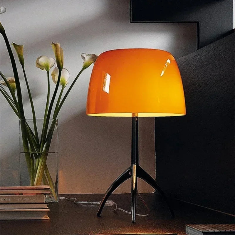 Afralia™ Glass Shade Table Lamp: Designer Tripod Desk Light for Bedroom